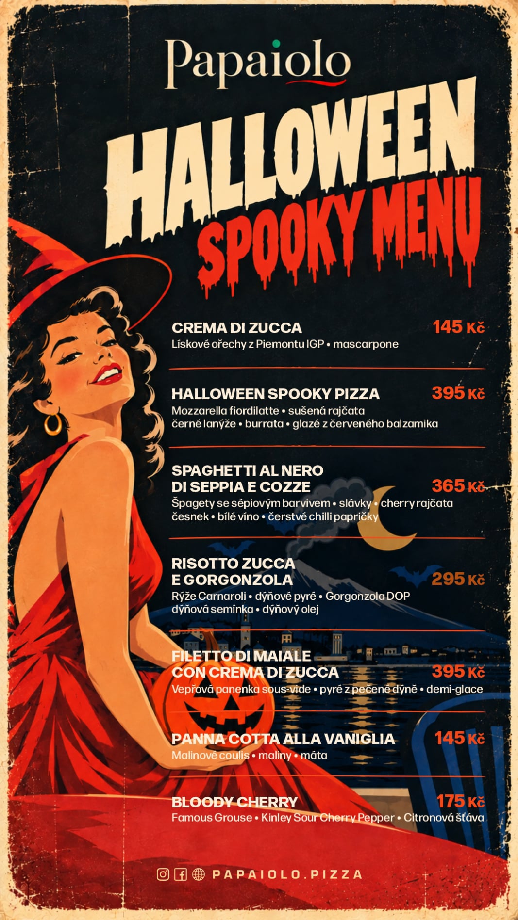 Halloweenské menu v Papaiolu