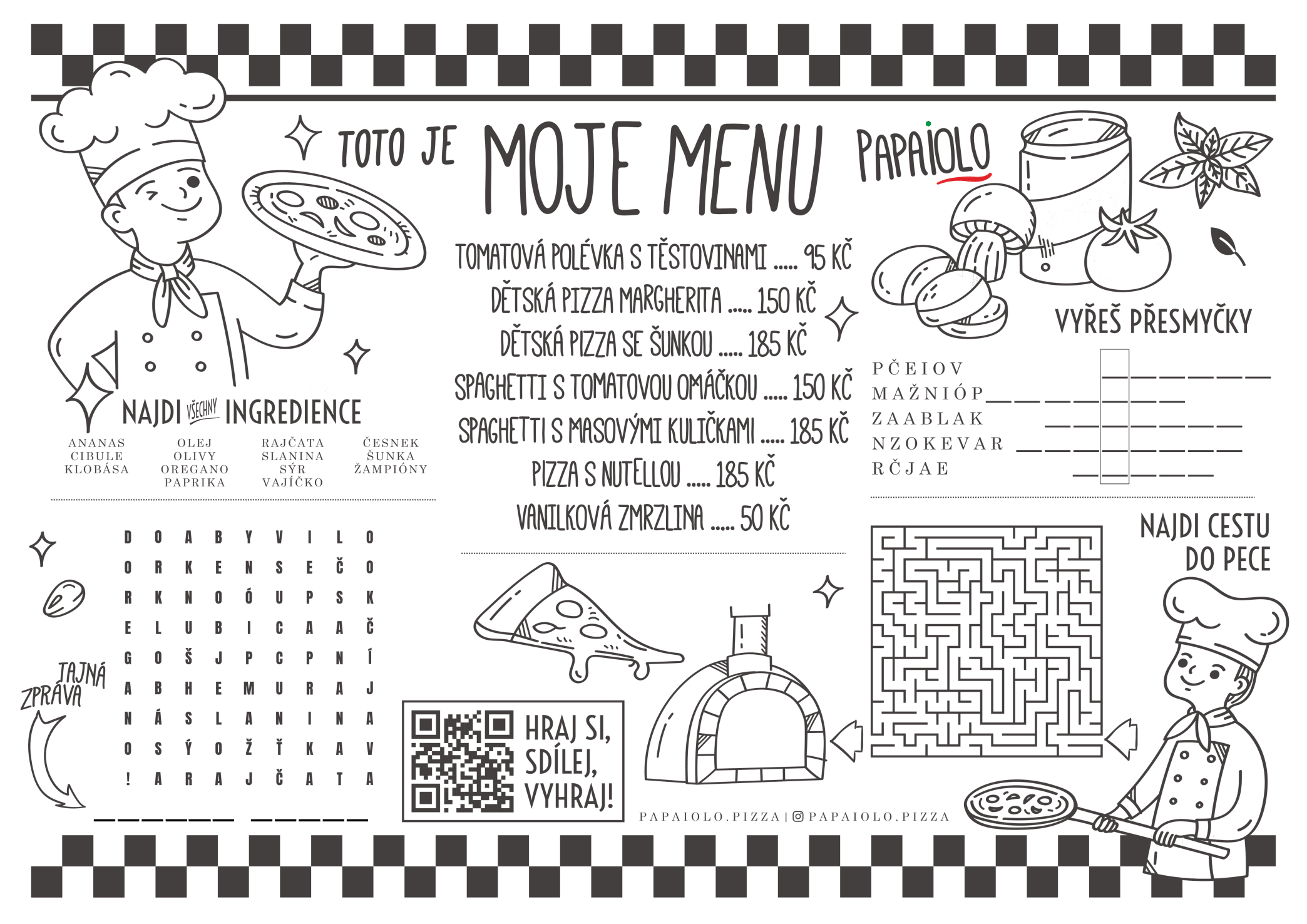 Dětské menu v Papaiolu