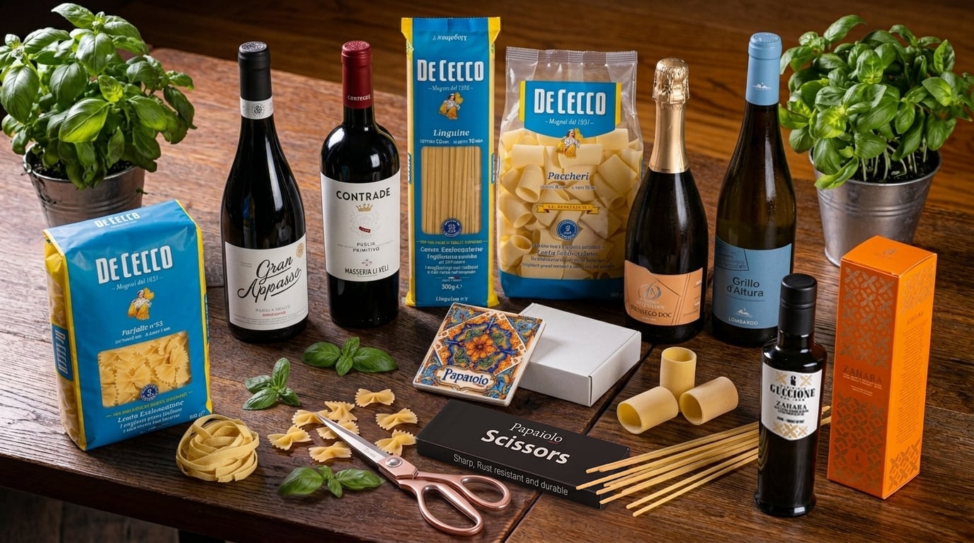 Produkty z papaiola na prodej, nůžky, vína olej