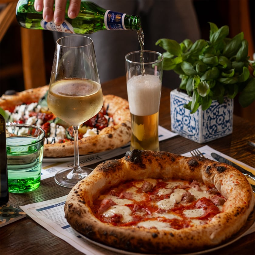 Czech and Italian beer at Papaiolo authentic pizzeria in Prague